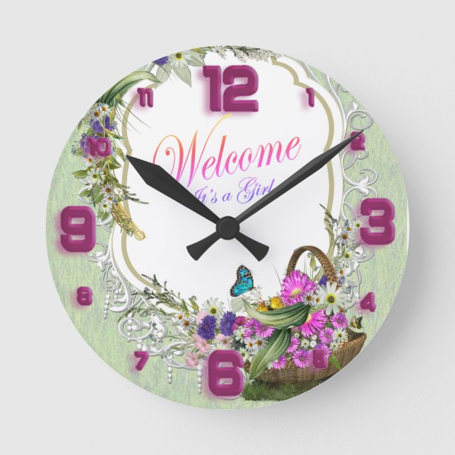 Horloge Ronde Fleurs de printemps dans les paniers (Recto)