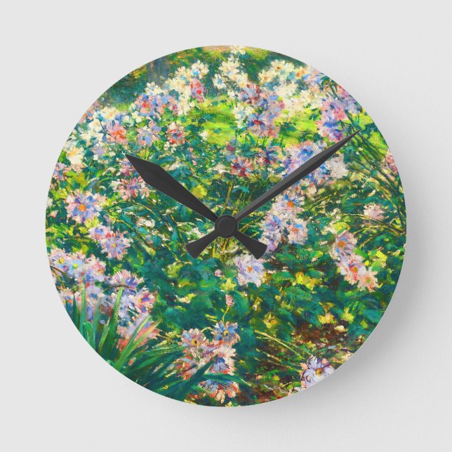 Horloge Ronde Fleurs jolies vintages Illustration Fleurs blanche (Recto)