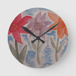 Horloge Ronde Fleurs Lily