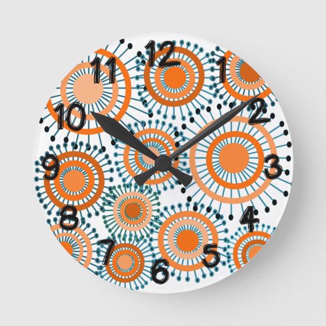 Horloge Ronde Fleurs orange (Recto)