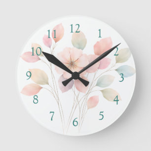Horloge Ronde Fleurs pastel parfaites