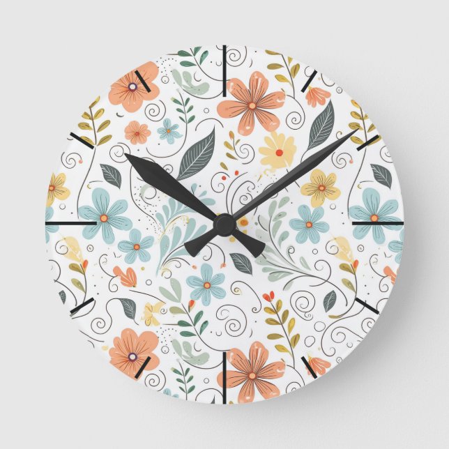 Horloge Ronde Fleurs sauvages d'été et tourbillons ID1064 (Recto)