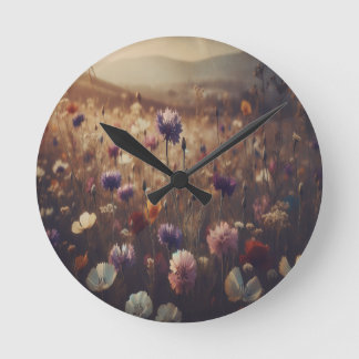 Horloge Ronde "Fleurs sauvages" Rétro, Humeur,