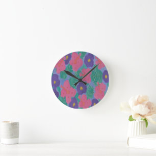 Horloge Ronde Fleurs tropicales de ketmie