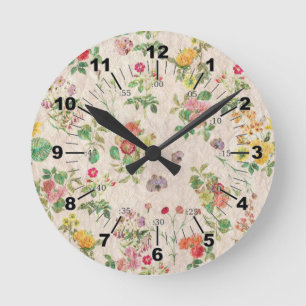 Horloge Ronde Fleurs vintages