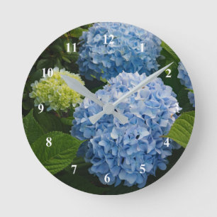 Horloge Ronde Floral Blue Hydrangea Photo