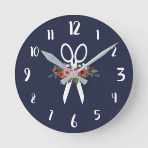 Horloge Ronde Floral Scissors