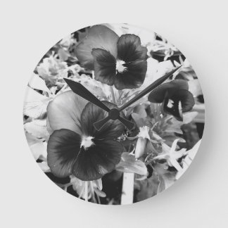 Horloge Ronde Floride Nature Photo Artistique Monochrome Pansy