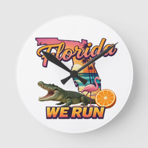 Horloge Ronde Floride On Court Le Coucher Du Soleil Alligator Fl