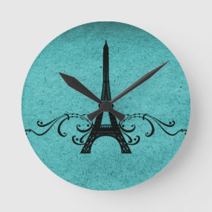 Horloge Ronde Flourish vintage turquoise de Français