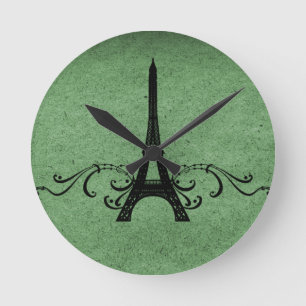 Horloge Ronde Flourish vintage vert de Français