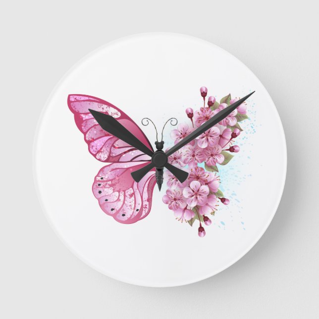 Horloge Ronde Flower Butterfly (Recto)