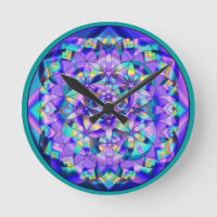 Flower of Life Blue-clock Round Clock