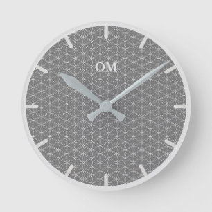 Horloge Ronde Flower of Life in Silver Dust and Gray