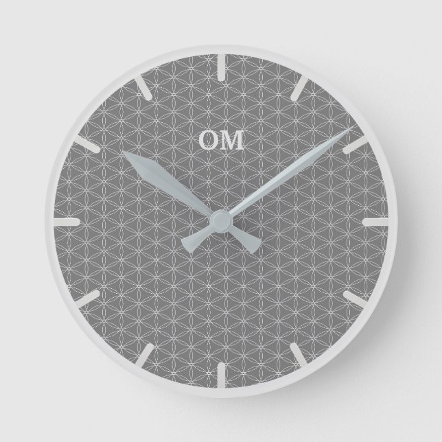 Horloge Ronde Flower of Life in Silver Dust and Gray (Recto)