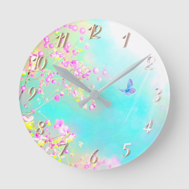 Horloge Ronde Flowers and butterfly floral (Recto)
