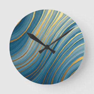 Horloge Ronde "Flux d'or océanique