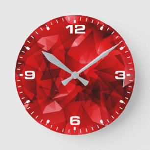 Horloge Ronde Fond géométrique abstrait rouge-51083