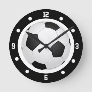 Horloge Ronde Football Ballon de Football Noir et Blanc