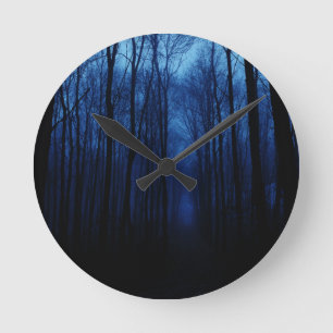 Horloge Ronde Forêt de Blue Deep