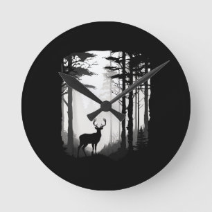 Horloge Ronde Forêt de cerfs faune