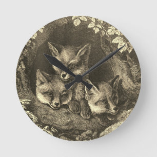 Horloge Ronde forêt vintage de renard