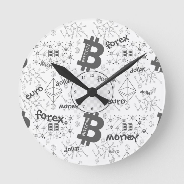 Horloge Ronde Forex, Argent, Euro, Dollar, chaîne de blocs de bi (Recto)