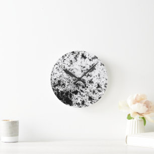 Horloge Ronde Formation de "nuages" Abstraits noirs et blancs