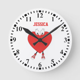 Horloge Ronde Forme cardiaque personnalisée Rouge mignon Amour D