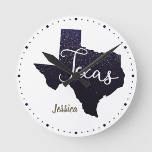 Horloge Ronde Forme d'état des étoiles de nuit Texas