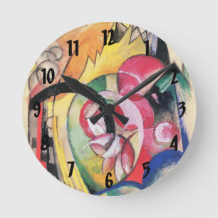 Horloge Ronde Formes Abstraites (alias Fleurs colorées) par Fran