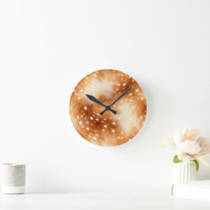 Horloge Ronde Fourrure Douce de Faon Boisée Cosy