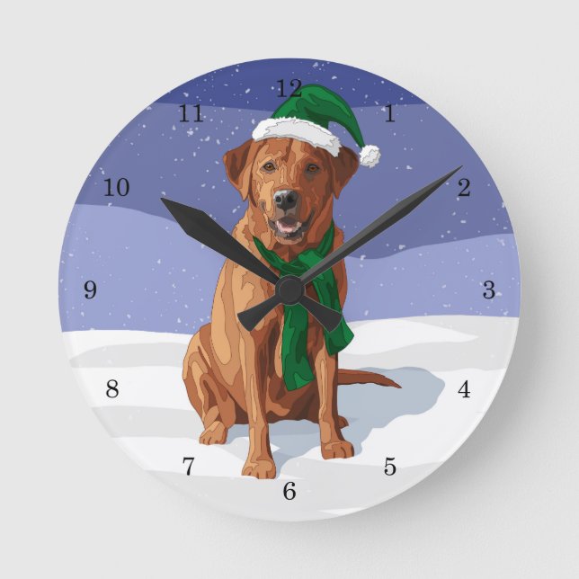 Horloge Ronde Fox Red Labrador Retriever Christmas Dog (Recto)