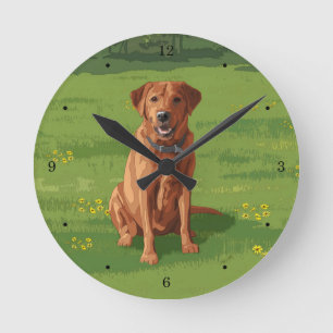 Horloge Ronde Fox Red Yellow Labrador Retriever Chien