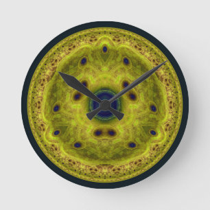 Horloge Ronde fractale ronde jaune