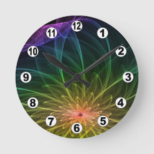 Horloge Ronde Fractales florales & lumières d'imaginaire / Moder