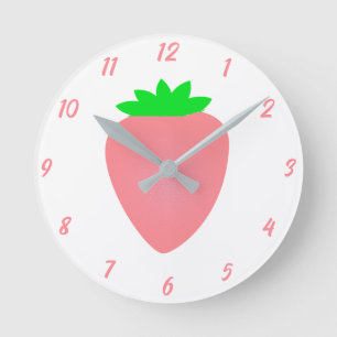 Horloge Ronde Fraise rose Filles Baby Nursery Décor Chambre
