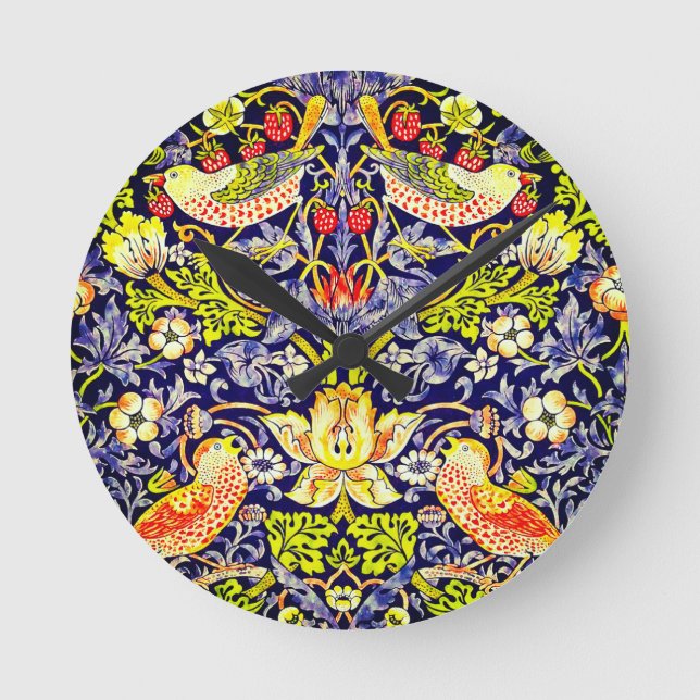 Horloge Ronde Fraise Thief Oiseaux William Morris (Recto)