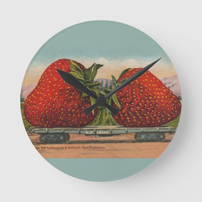 Horloge Ronde Fraises Giant Fruit Antique Fruit Amusant (Recto)