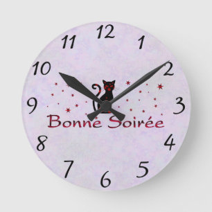 Horloge Ronde Français : Bonne Soiree