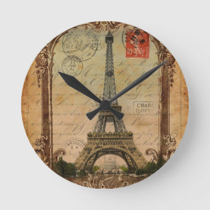 Horloge Ronde francais moderne vintage paris tour eiffel