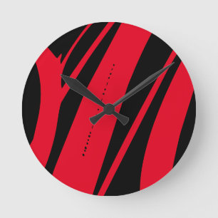 Horloge Ronde Fresque d'art contemporain noir abstrait unique