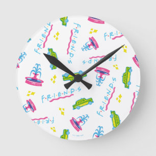 Horloge Ronde FRIENDS™ motif taxi et fontaine à eau