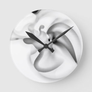 Horloge Ronde Frozen : gris Abstrait, blanc et noir