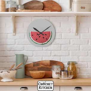 Horloge Ronde Fruit de pastèque Grandma Vibe Crochet