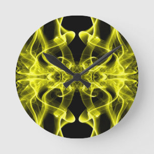 Horloge Ronde Fumée jaune Symétrique Minimaliste Noir