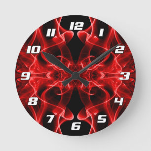 Horloge Ronde Fumée rouge minimaliste symétrique noir