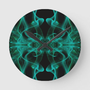 Horloge Ronde Fumée verte minimaliste symétrique noir