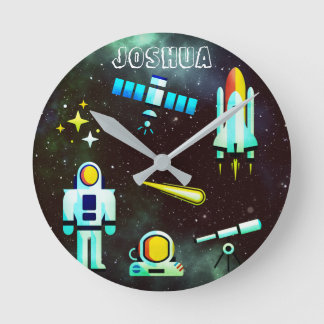 Horloge Ronde Fun Astronaute Fusée 