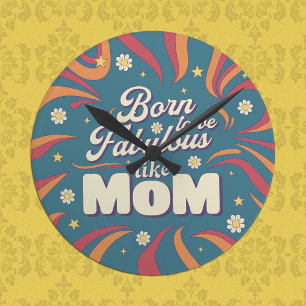 Horloge Ronde Fun Retro Vintage Psychedelic Maman Citation Typog